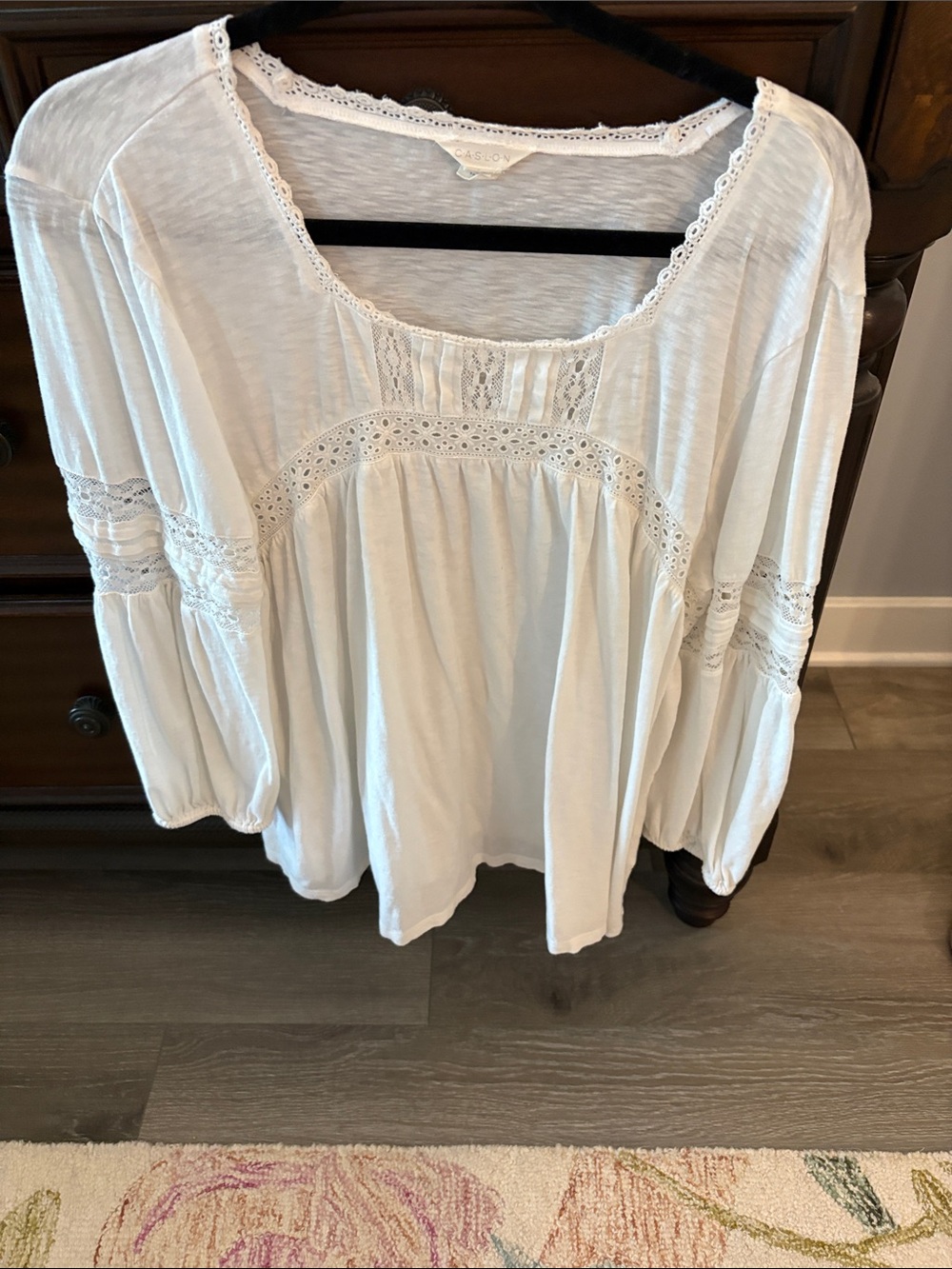Caslon White Lace-Trim Boho Tunic
